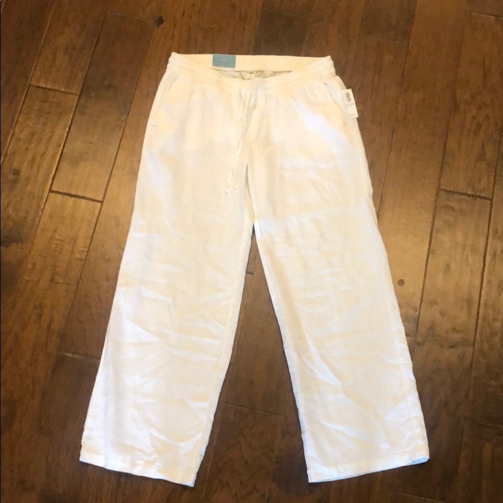 White linen pants